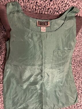 Forenza Sage Green Sleeveless Scoop Neck Camisole 100 percent silk